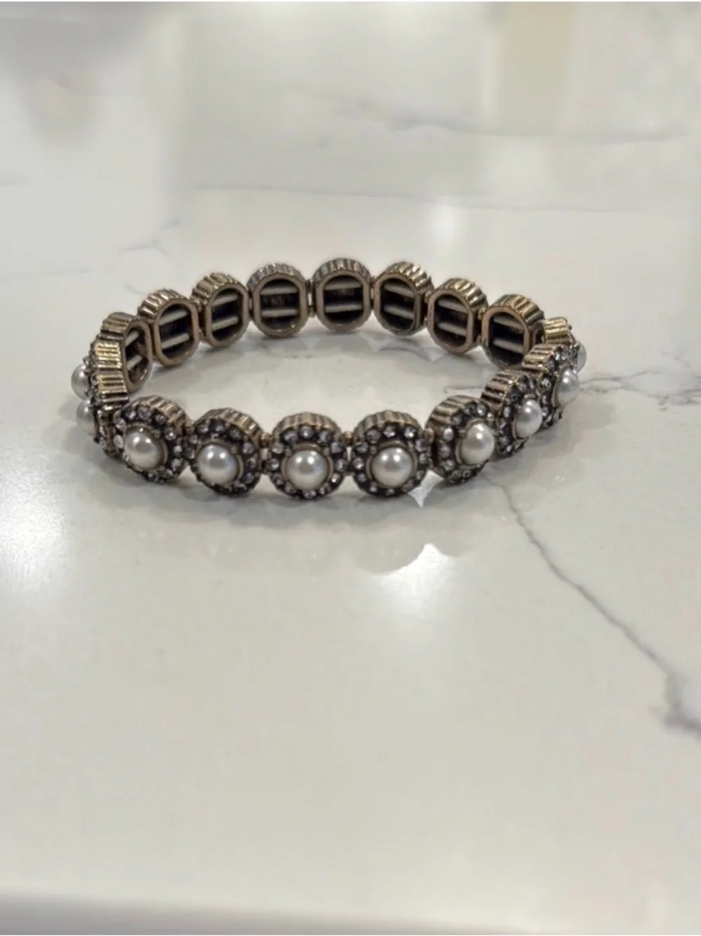 LOFT gold and pearl stretch bracelet